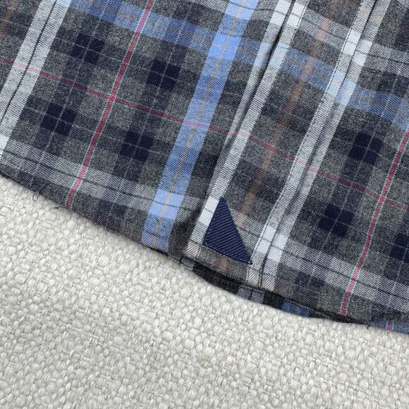 UNTUCKit Men's Gray Blue Plaid Long Sleeve Cotton Button Front Shirt - Picture 5 of 16